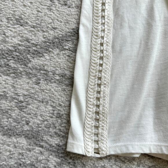 Maje Titre White Crochet Short Sleeve Top Size M - Picture 9 of 12